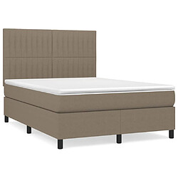 vidaXL Sommier à lattes de lit avec matelas Taupe 140x200 cm Tissu