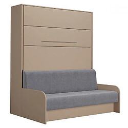 Inside 75 Armoire lit escamotable SOFA AUTOMATICA 160 cm taupe canapé gris MECANIQUE SEDAC MERAL