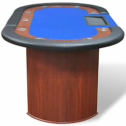 Acheter vidaXL Table de poker pour 10 joueurs avec espace de croupier Bleu