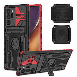 Coque en TPU double couche avec béquille rouge pour votre Samsung Galaxy Note20 Ultra