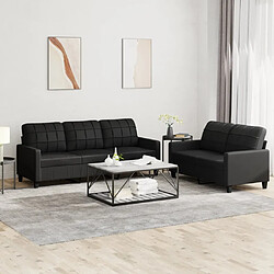 Maison Chic Ensemble de canapés 2 pcs avec coussins, Canapé droit Sofa pour Salon Noir Similicuir -GKD868191