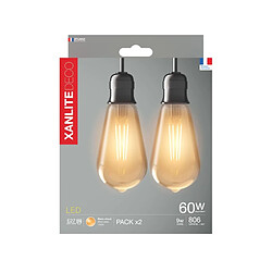 Acheter But Lot 2 ampoules LED Edison E27 XANLITE DECO Verre ambré