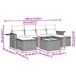 Avis vidaXL Salon de jardin avec coussins 7 pcs gris clair résine tressée