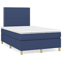 Maison Chic Lit adulte- Lit + matelas + LED,Sommier à lattes de lit matelas et LED bleu 120x190 cm tissu -GKD57916