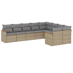 vidaXL Salon de jardin avec coussins 9 pcs beige résine tressée