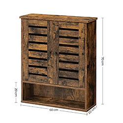 Helloshop26 Armoire murale meuble de rangement suspendu pour salle de bain armoire à pharmacie placard compartiment ouvert étagère réglable en hauteur 70 cm marron rustique 12_0002740