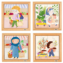 Educo Puzzle en bois - Mon panier d'achats - lot de 4 - jeu Montessori 