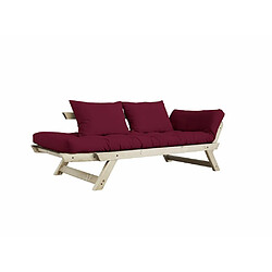 Acheter Inside 75 Banquette méridienne futon BEBOP bordeaux et pin naturel couchage 75*200 cm.