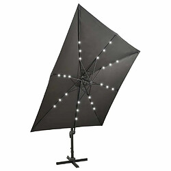 Maison Chic Parasol Jardin | Parasol déporté avec mat et lumières LED Anthracite 300 cm - GKD24794 pas cher