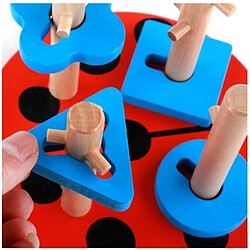 Totalcadeau Casse-tête à empiler support en bois coccinelle jeu montessori