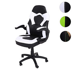 Mendler Chaise de bureau HWC-K13, chaise pivotante Gaming, accoudoirs réglables, similicuir ~ noir-blanc 