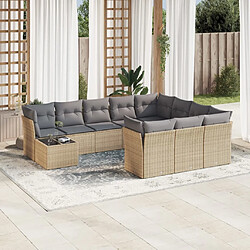 vidaXL Salon de jardin 11 pcs avec coussins beige résine tressée 