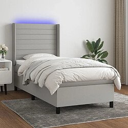 Sommier à lattes et matelas LED,Cadre à lattes de lit pour Adulte Gris clair 90x190cm Tissu -MN39268