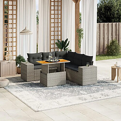 vidaXL Salon de jardin 6 pcs avec coussins gris résine tressée 