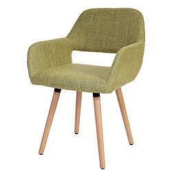 Decoshop26 Chaise de salle à manger bureau visiteur sans roulette design rétro en tissu vert clair pied en métal 04_0002153 