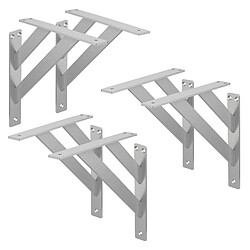 ML-Design 6x Équerres étagère mural support d'angle en aluminium argent robuste 240x240 mm