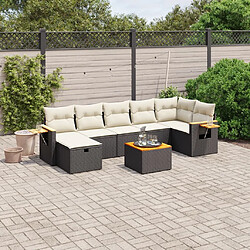 Maison Chic Ensemble Tables et chaises d'extérieur 8 pcs avec coussins,Salon de jardin noir résine tressée -GKD607841