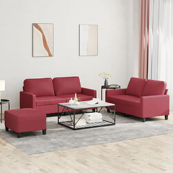 vidaXL Ensemble de canapés 3 pcs et coussins Rouge bordeaux Similicuir