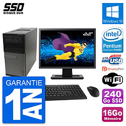 PC Tour Dell 990 Ecran 22" Intel G630 RAM 16Go SSD 240Go Windows 10 Wifi · Occasion 