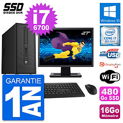 PC Tour HP EliteDesk 800 G2 Ecran 27" i7-6700 RAM 16Go SSD 480Go Windows 10 Wifi · Occasion 