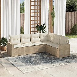 vidaXL Salon de jardin avec coussins 6 pcs beige résine tressée 