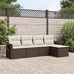 Maison Chic Salon de jardin avec coussins 5 pcs, Ensemble Tables et chaises de jardin,, Ensemble Tables et chaises de jardin, marron résine tressée -GKD846500