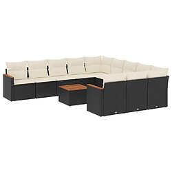 Maison Chic Salon de jardin 12 pcs avec coussins, Ensemble Tables et chaises d'extérieur noir résine tressée -GKD173549