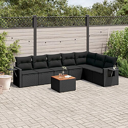 Maison Chic Ensemble Tables et chaises d'extérieur 8 pcs avec coussins,Salon de jardin noir résine tressée -GKD608637