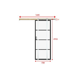 Acheter Vente-Unique Porte coulissante avec système à galandage - aluminium et verre trempé transparent - H205 x L73 cm - SINCA II