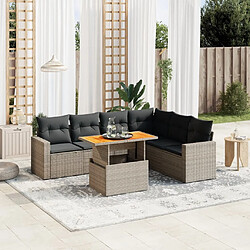 vidaXL Salon de jardin avec coussins 7 pcs gris résine tressée 