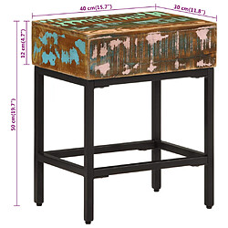 vidaXL Table d'appoint 40x30x51 cm Bois massif de récupération pas cher