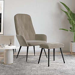 vidaXL Chaise de relaxation avec repose-pied Gris clair Velours 