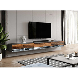 FURNIX Meuble tv / meuble tv suspendu Alyx 300 (3x100) x 32 x 34 cm style contemporain anthracite mat / vieux bois mat avec LED