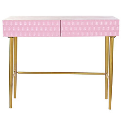 Pegane Console Table en métal doré et bois de manguier coloris rose - Longueur 90 x Profondeur 45 x Hauteur 74 cm