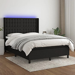 Sommier à lattes,Cadre à lattes de lit pour Adulte matelas et LED Noir 140x190 cm Tissu -MN44132