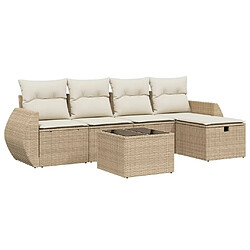 vidaXL Salon de jardin avec coussins 6 pcs beige résine tressée