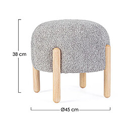 Avis Mes Tabouret rond 45x45x38 cm en tissu bouclette gris - STERCK