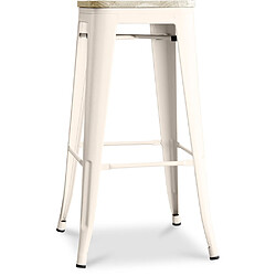 ICONIK INTERIOR Tabouret de bar - Design industriel - Bois et acier - 76cm - Nouvelle édition - Stylix Crème 