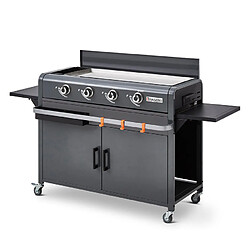 Plancha Lola à gaz sur chariot équipé Gun Metal - BRASERO - 4 brûleurs - Surface de cuisson 88 x 35,5 cm