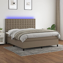 vidaXL Sommier à lattes de lit et matelas et LED Taupe 180x200cm Tissu 