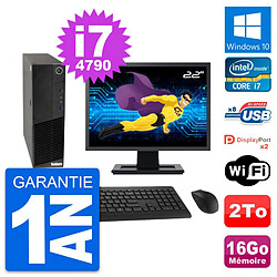 PC Lenovo M83 SFF Ecran 22" Core i7-4790 RAM 16Go Disque Dur 2To Windows 10 Wifi · Occasion 