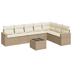 vidaXL Salon de jardin avec coussins 8 pcs beige résine tressée