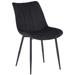 Decoshop26 Lot de 2 chaises de salle à manger coutures décoratives verticales avec pieds en métal noir assise en velours noir 10_0001742