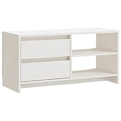 Maison Chic Meuble TV scandinave - Banc TV pour salon Blanc 80x31x39 cm Bois de pin massif -MN61579