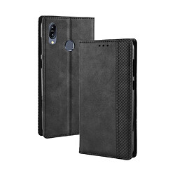 Etui en PU style vintage avec support noir pour votre Asus Zenfone Max (M2) ZB633KL