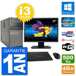 PC Tour Dell 7010 Ecran 27" Intel i3-2120 RAM 4Go Disque 500Go Windows 10 Wifi · Occasion 