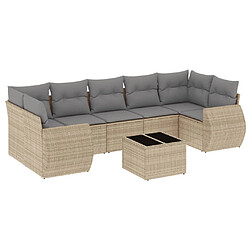 vidaXL Salon de jardin avec coussins 8 pcs beige résine tressée