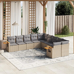 Maison Chic Salon de jardin avec coussins 10 pcs, Ensemble Tables et chaises de jardin, beige résine tressée -GKD499061