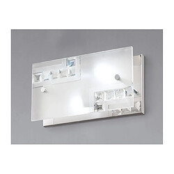 Luminaire Center Applique murale Starlet avec interrupteur 2 Ampoules chrome poli/verre/cristal Coloris : chrome poli, verre dépoli Coloris de l'abat jour : givré/transparent Largeur en Cm : 22 Hauteur en Cm : 12 Profondeur en Cm : 8 Poids en Kilos : 0,7