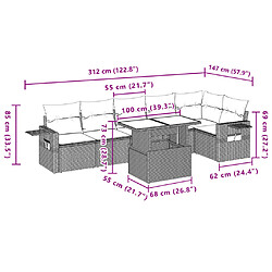 vidaXL Salon de jardin avec coussins 7 pcs beige résine tressée pas cher